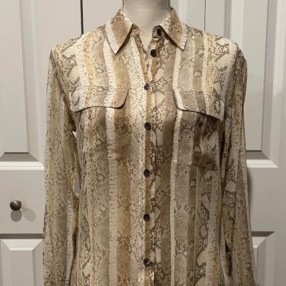 EQUIPMENT 100% SILK REPTILE PRINT BLOUSE - SIZE XS